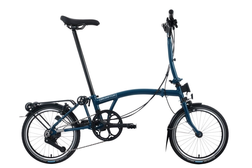 Brompton C Line 12 Speed | Mid Rise with Rear Rack - Ocean Blue