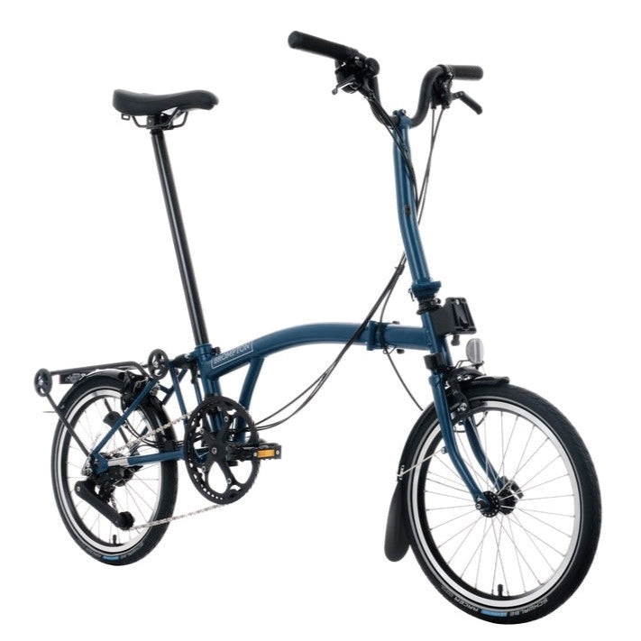 Brompton C Line 12 Speed | Mid Rise with Rear Rack - Ocean Blue