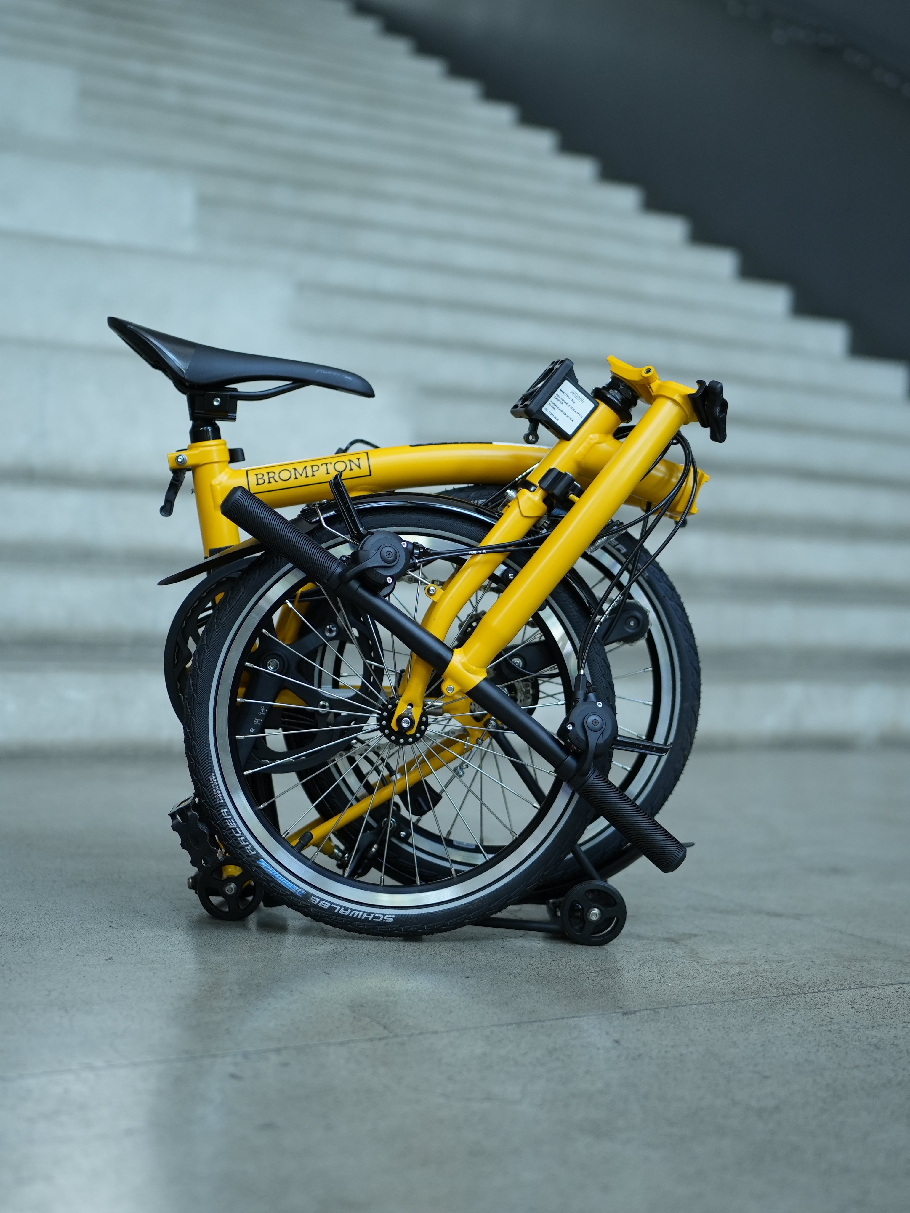 Brompton C Line 12 Speed | Low Rise with Rear Rack - Bumblebee