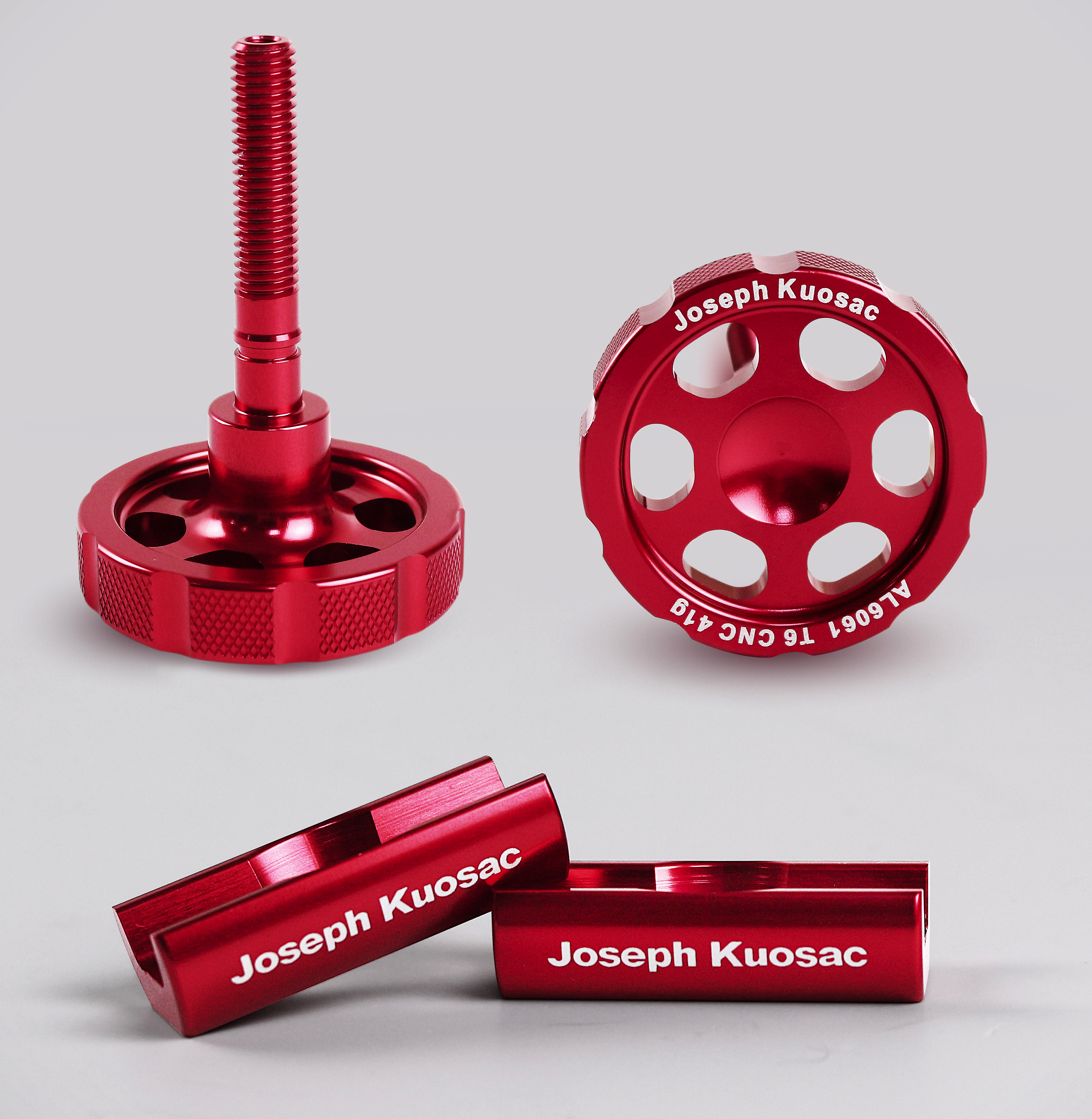 Joseph Kuosac Brompton Superlight Knob Hinge Clamp Set - Red Joseph Kuosac Brompton Superlight Knob Hinge Clamp Set - Red