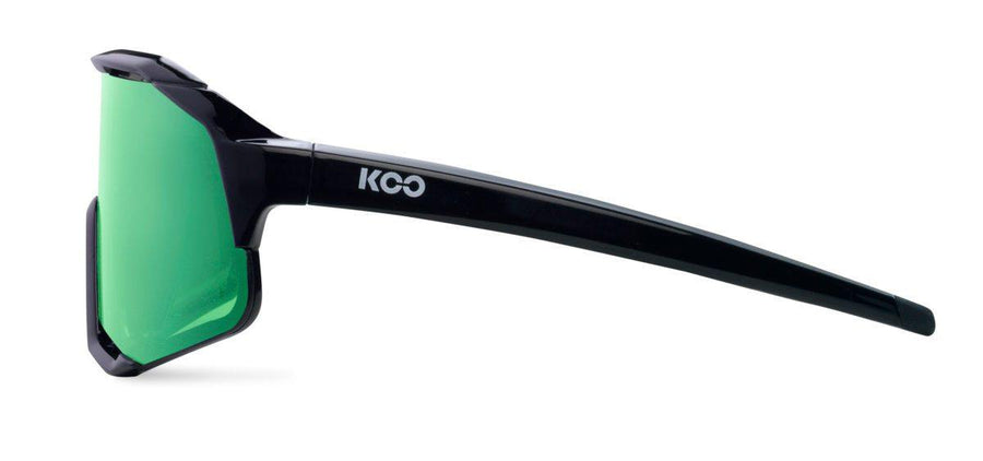 KOO Demos Black/Green Sunglasses - Green Mirror Lens - SpinWarriors