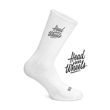 Cois Head Over Wheels Cycling Socks - White - SpinWarriors