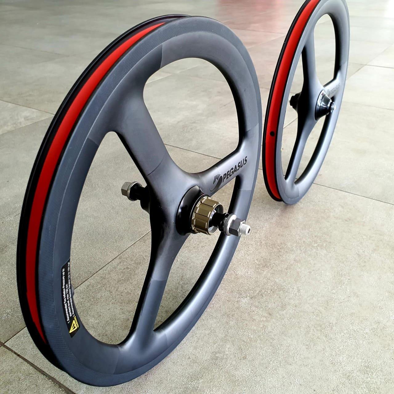 bicycle 3 spoke wheels Pegasus Brompton Tri Spoke Carbon Wheels – SpinWarriors