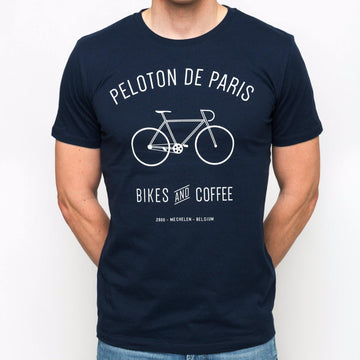 Peloton de Paris Bikes & Coffee Navy T-Shirt - SpinWarriors