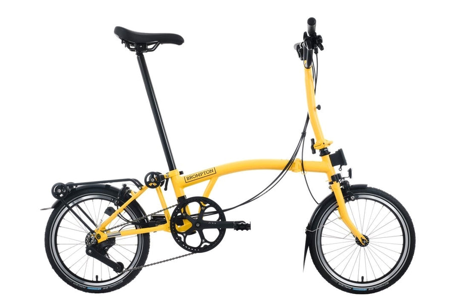 Brompton C Line 12 Speed | Mid Rise with Rear Rack - Bumblebee Yellow