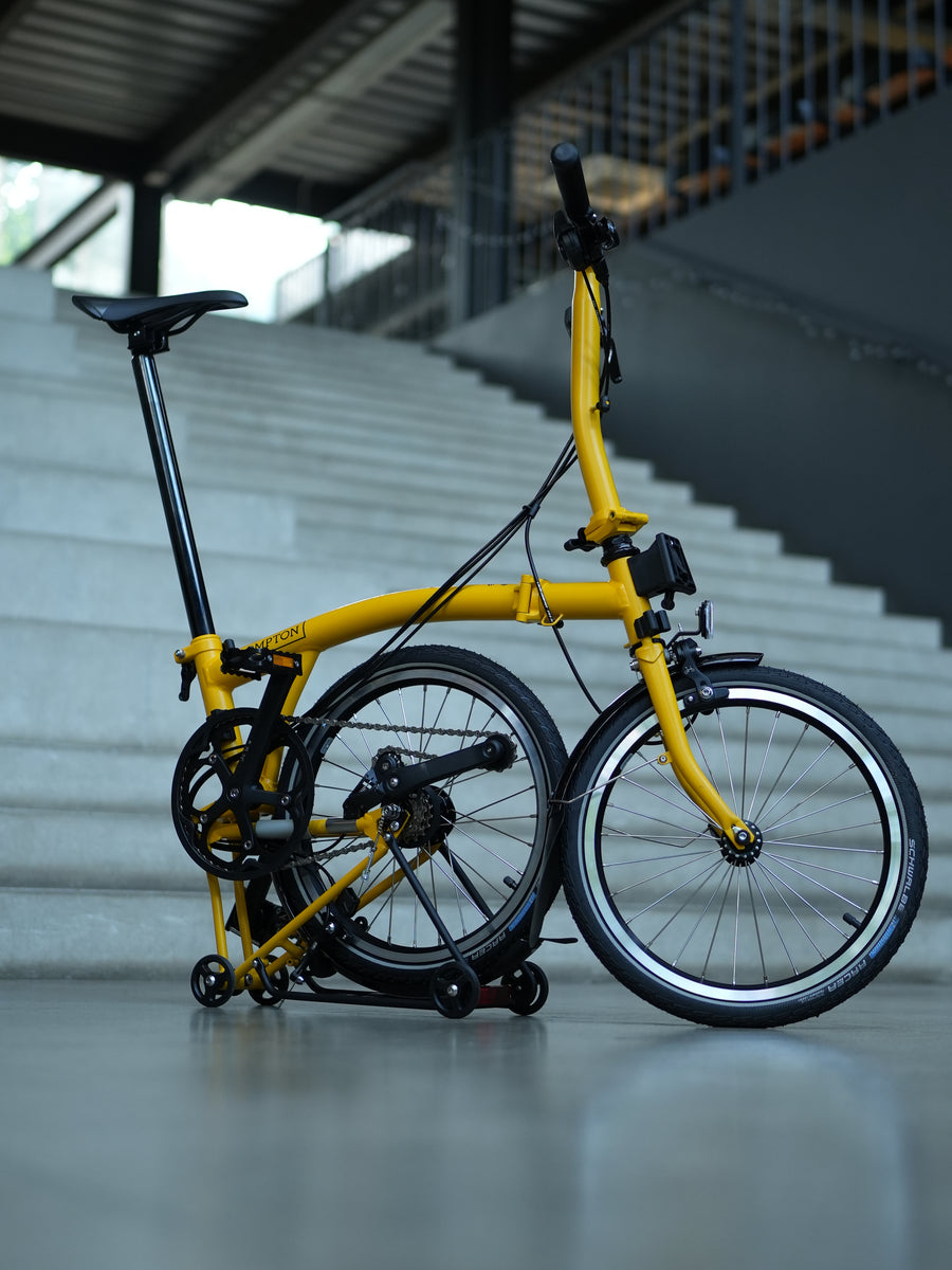 Brompton C Line 12 Speed | Low Rise with Rear Rack - Bumblebee