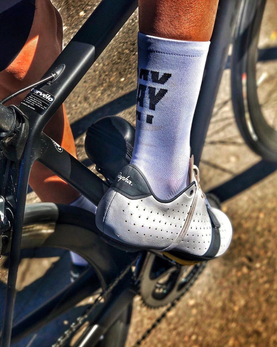 Cois Thank God it's Rideday Cycling Socks - White - SpinWarriors