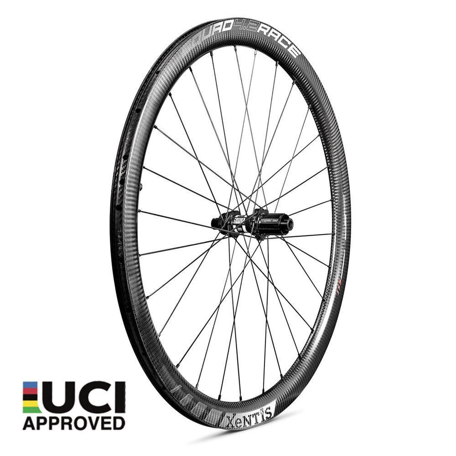 Xentis Squad 4.2 Race Tubeless Ready Carbon Clincher Disc Brake Wheelset - White Decal - SpinWarriors