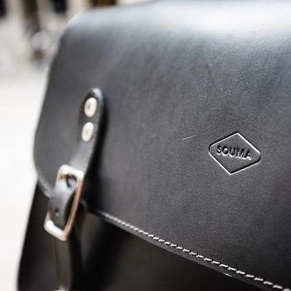 Souma Brompton Leather Briefcase - Black - SpinWarriors