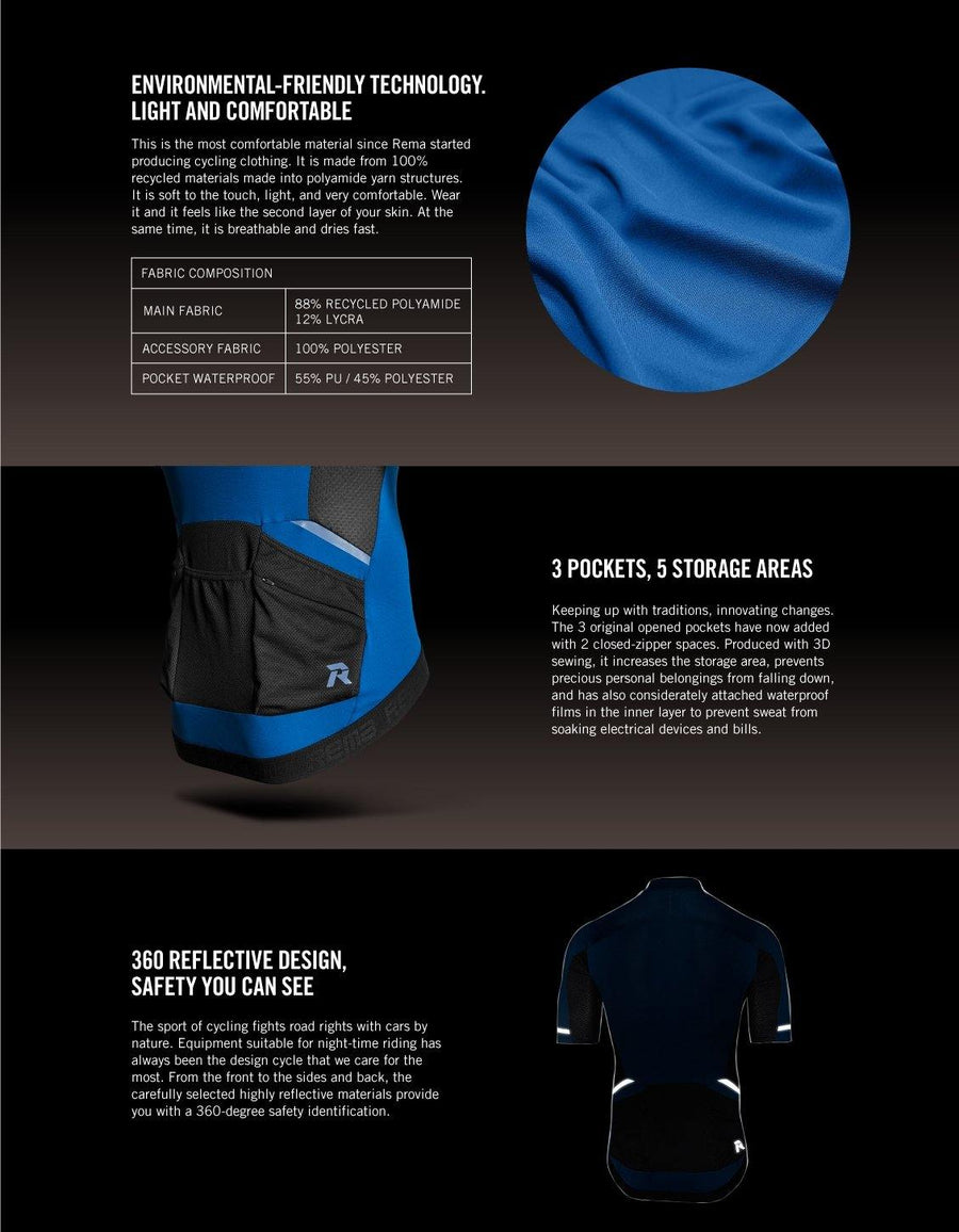 Rema MCT002 Super Light Comfortable Jersey - Greek Blue - SpinWarriors
