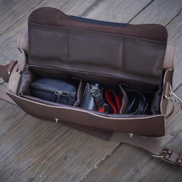 Souma Brompton Leather Camera Bag - Brown - SpinWarriors