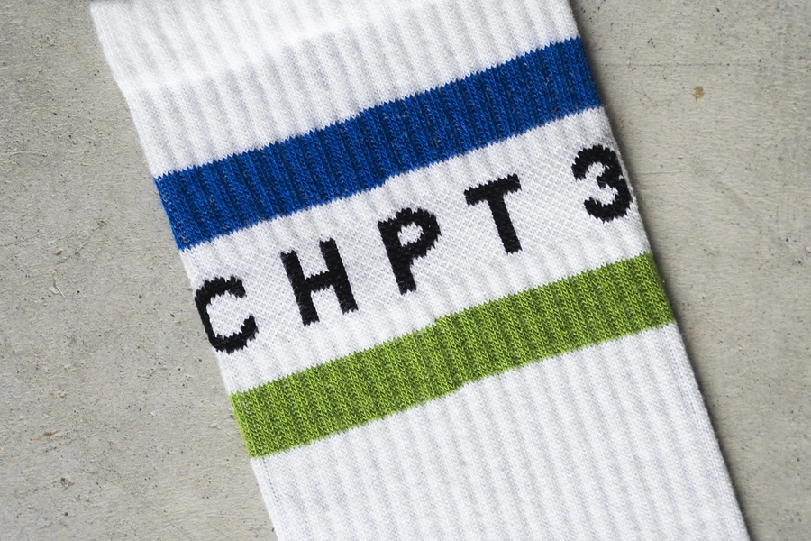 CHPT3 Tube Socks - White/MSR Blue - SpinWarriors