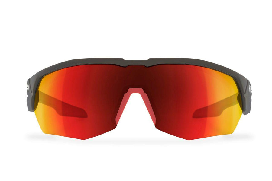 KOO Open Cube Anthracite/Cherry Sunglasses - Red Mirror Lens - SpinWarriors