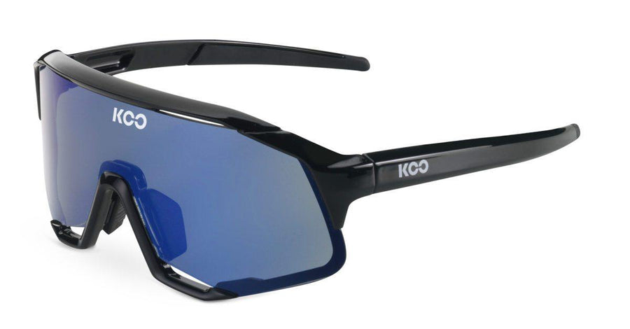 KOO Demos Black/Blue Sunglasses - Blue Mirror Lens - SpinWarriors