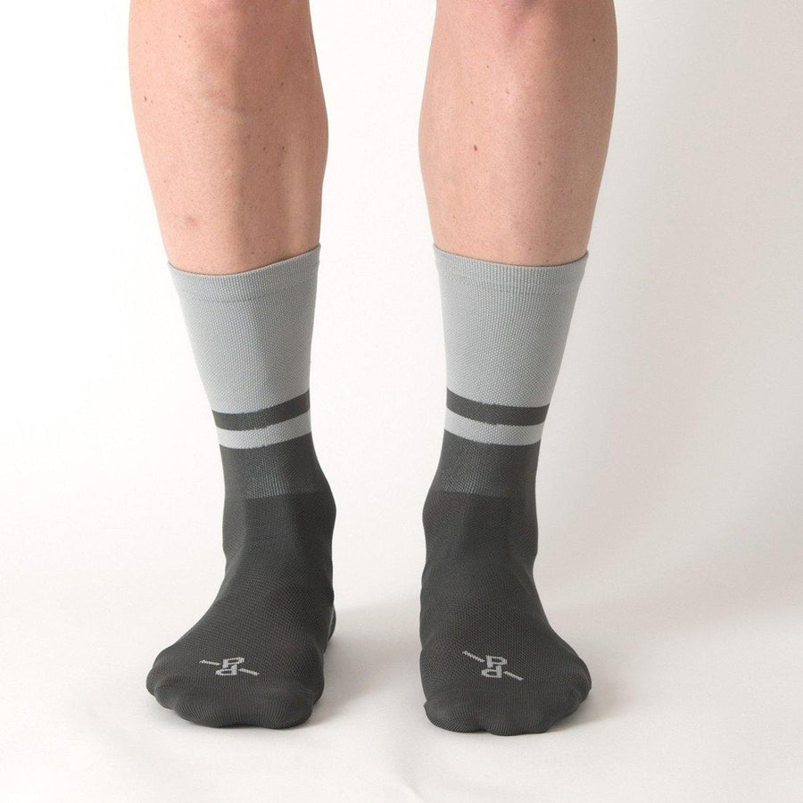 Peloton de Paris Two-Tone PLTN Socks - Light Grey/Grey - SpinWarriors