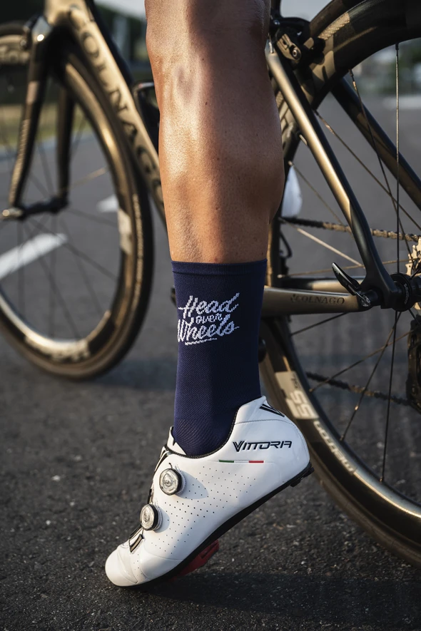 Cois Head Over Wheels Cycling Socks - Navy - SpinWarriors