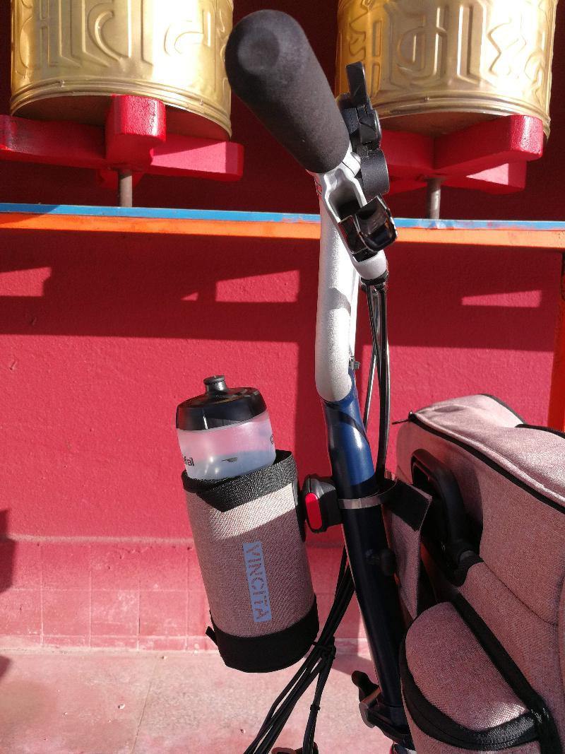 Vincita B124B-BR Brompton Bottle Bag with Klickfix Quad Adapter - Brown - SpinWarriors