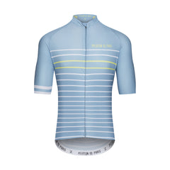 Peloton de Paris Domestique Jersey - Classic Stripe Blue Stone/Pineapple - SpinWarriors