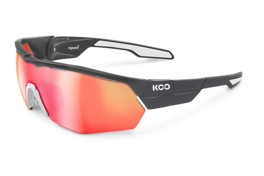 KOO Open Cube Anthracite/White Sunglasses - Red Mirror Lens - SpinWarriors