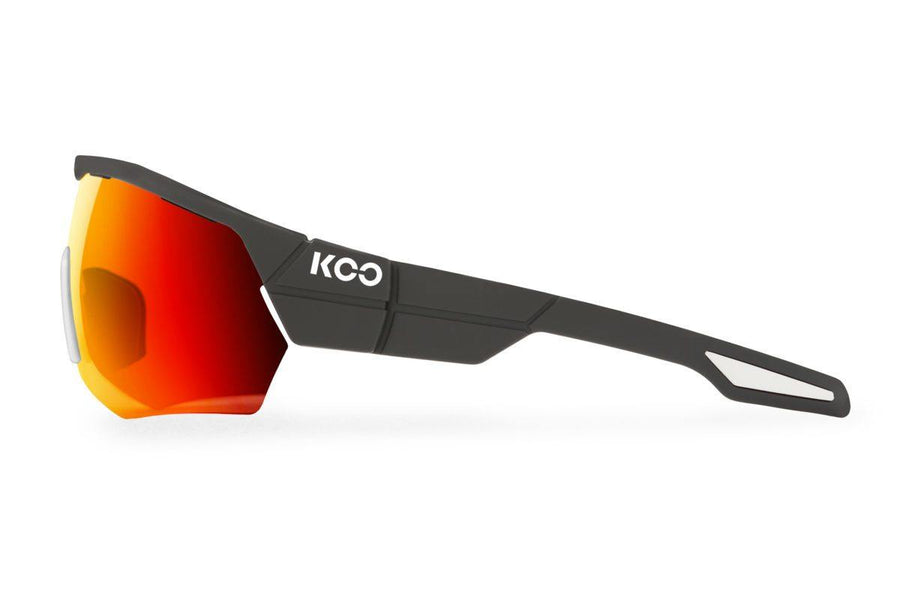 KOO Open Cube Anthracite/White Sunglasses - Red Mirror Lens - SpinWarriors