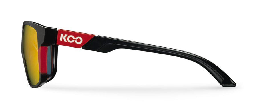 KOO California Black/Red Sunglasses - Red Mirror Lens - SpinWarriors