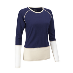 Chapeau! Merino Woman Base Layer - Blue/Oatmeal/White - SpinWarriors