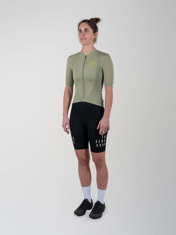The Service Course Short Sleeve Lightweight Race Jersey Women - Oil Green