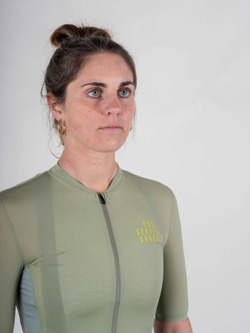 The Service Course Short Sleeve Lightweight Race Jersey Women - Oil Green