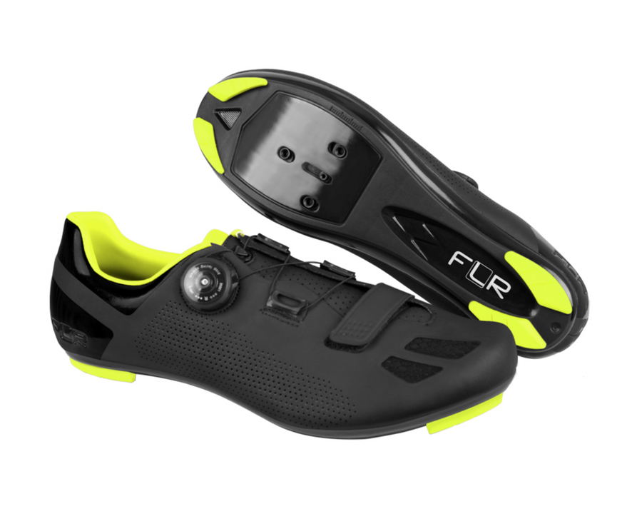 FLR F-11 Road Shoes - Black/Yellow - SpinWarriors