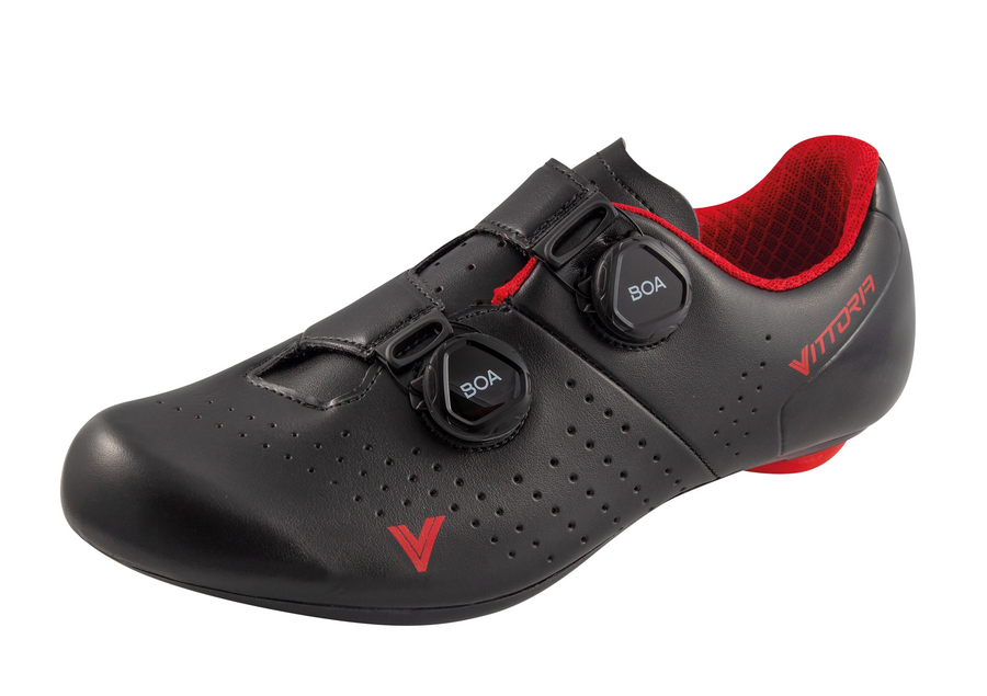 Vittoria Veloce Road Shoes - Black/Red - SpinWarriors