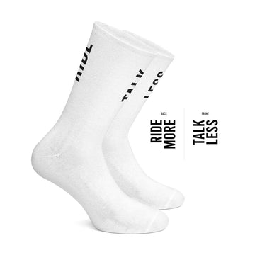 Cois Talk Less Ride More Cycling Socks - White - SpinWarriors