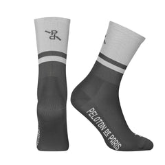 Peloton de Paris Two-Tone PLTN Socks - Light Grey/Grey - SpinWarriors
