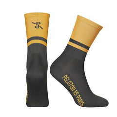 Peloton de Paris Two-Tone PLTN Socks - Ochre/Grey - SpinWarriors