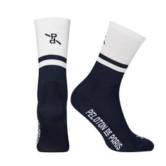 Peloton de Paris Two-Tone PLTN Socks - White/Navy - SpinWarriors