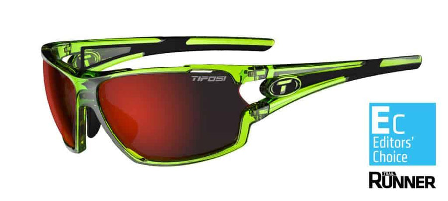 Tifosi Amok Crystal Neon Green Sunglasses - Clarion Red, AC Red & Clear Lenses - SpinWarriors
