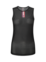 Chapeau! Mesh Neck Stripe Women Sleeveless Baselayer - Black - SpinWarriors