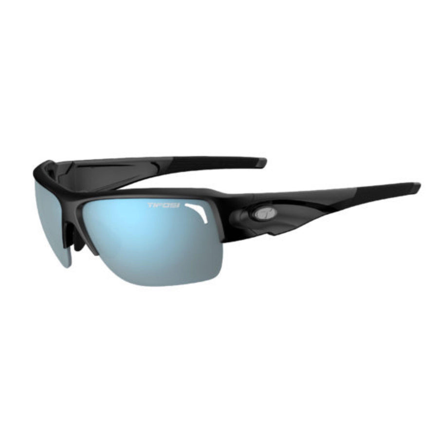 Tifosi Elder SL Gloss Black Sunglasses - Smoke Bright Blue Lens - SpinWarriors