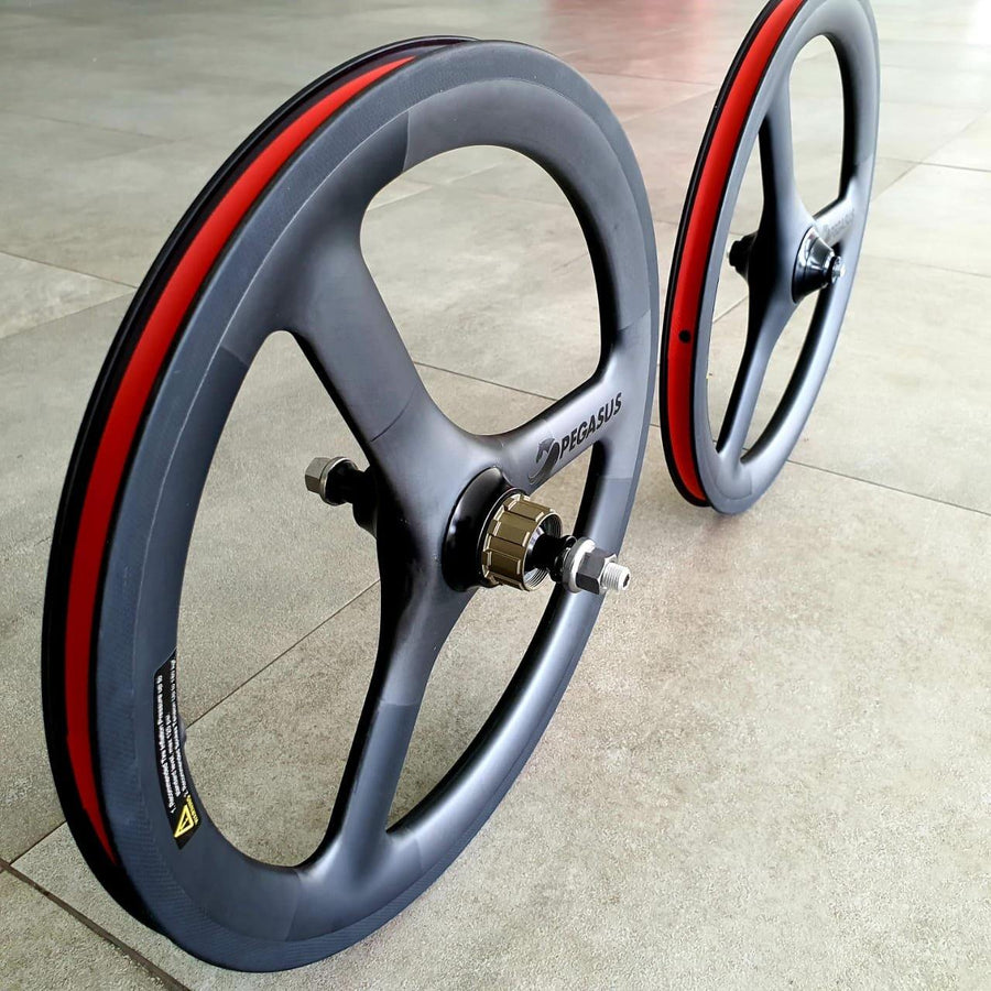 Pegasus Brompton Tri Spoke Carbon Wheels - SpinWarriors