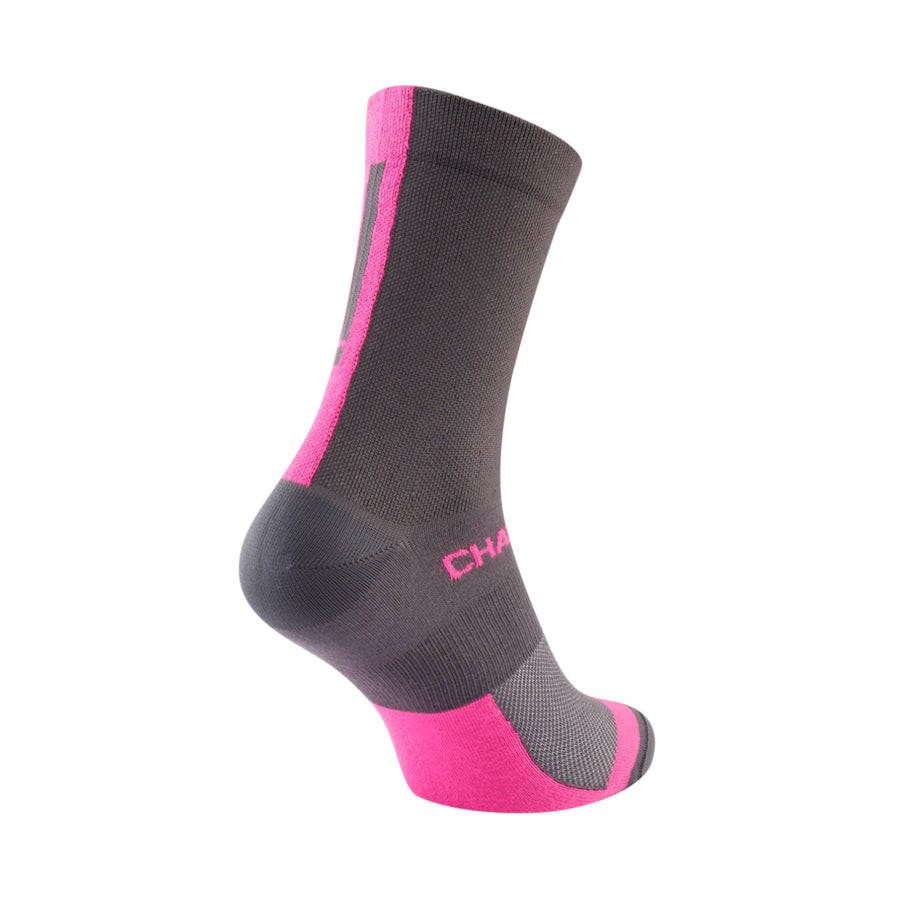 Chapeau! Lightweight Tall Sock - Flint Grey/Hot Pink - SpinWarriors