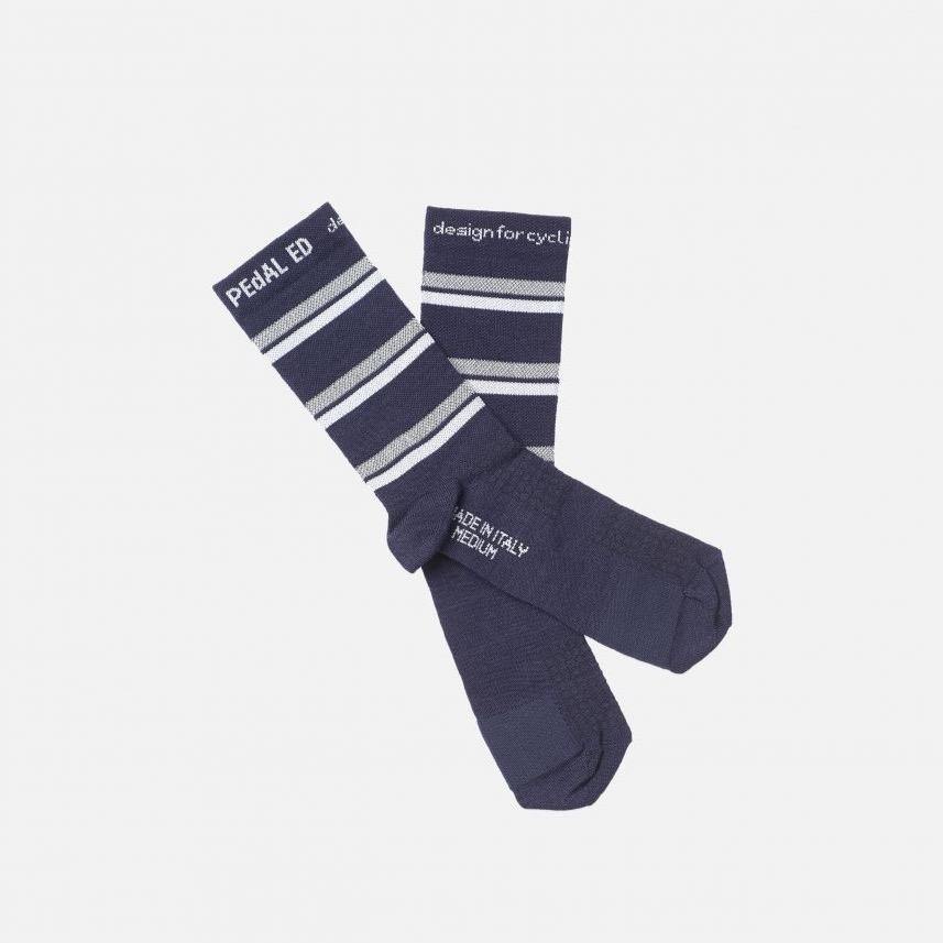 PEdALED Hikari Reflective Socks Three Stripes - Blue - SpinWarriors