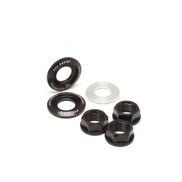 novdesign Rear Axle Aluminum Nuts and Washer Set - Black - SpinWarriors