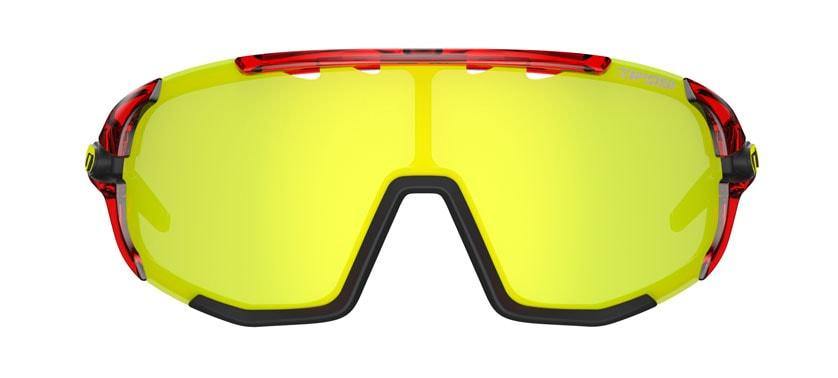 Tifosi Sledge Crystal Red Sunglasses - Clarion Yellow, AC Red & Clear Lenses - SpinWarriors