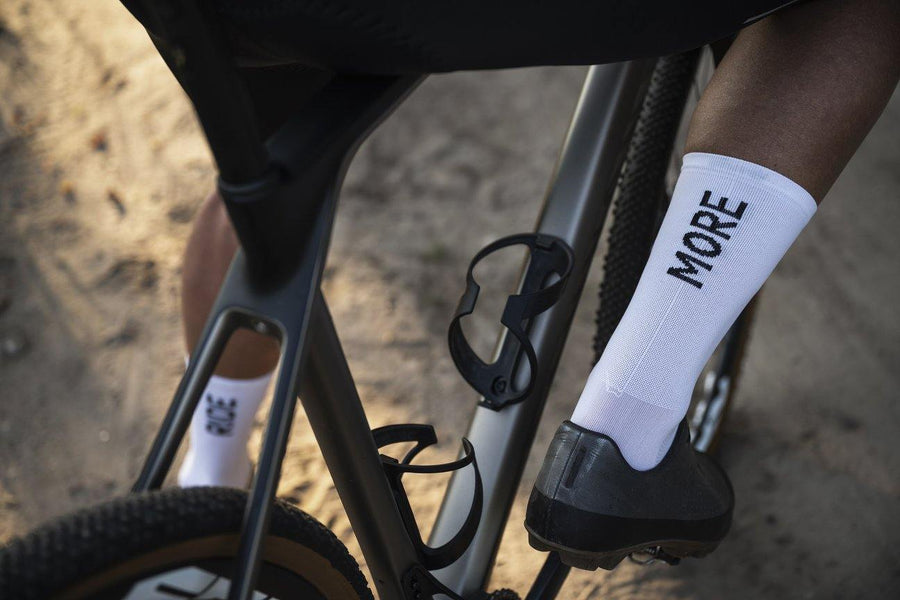 Cois Talk Less Ride More Cycling Socks - White - SpinWarriors